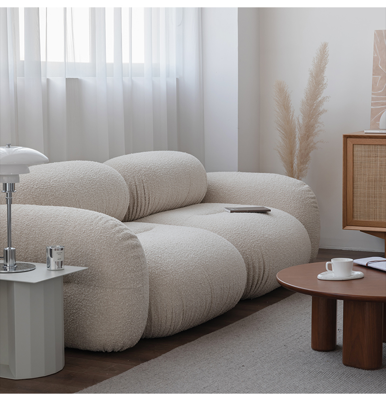 Alliance White Boucle Roud Shaped 2-Seater or 3-seaters Module Sofa