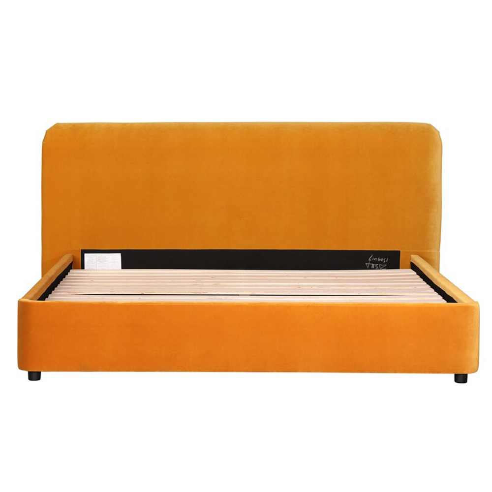 Moe Flannelette Bed Frame in Orange/Navy Blue