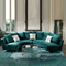 Luxury the most popular round couch living room sectional furniture royal velvet blue sofa set 7 6 seater
