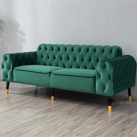 Leisure green velvet large house living room apartment sectional chesterfield single sofa set