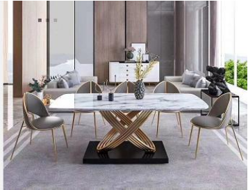 Fashionable Square Nordic Style Luxury Home Furniture Marble Top Dining Table Set For Hotel