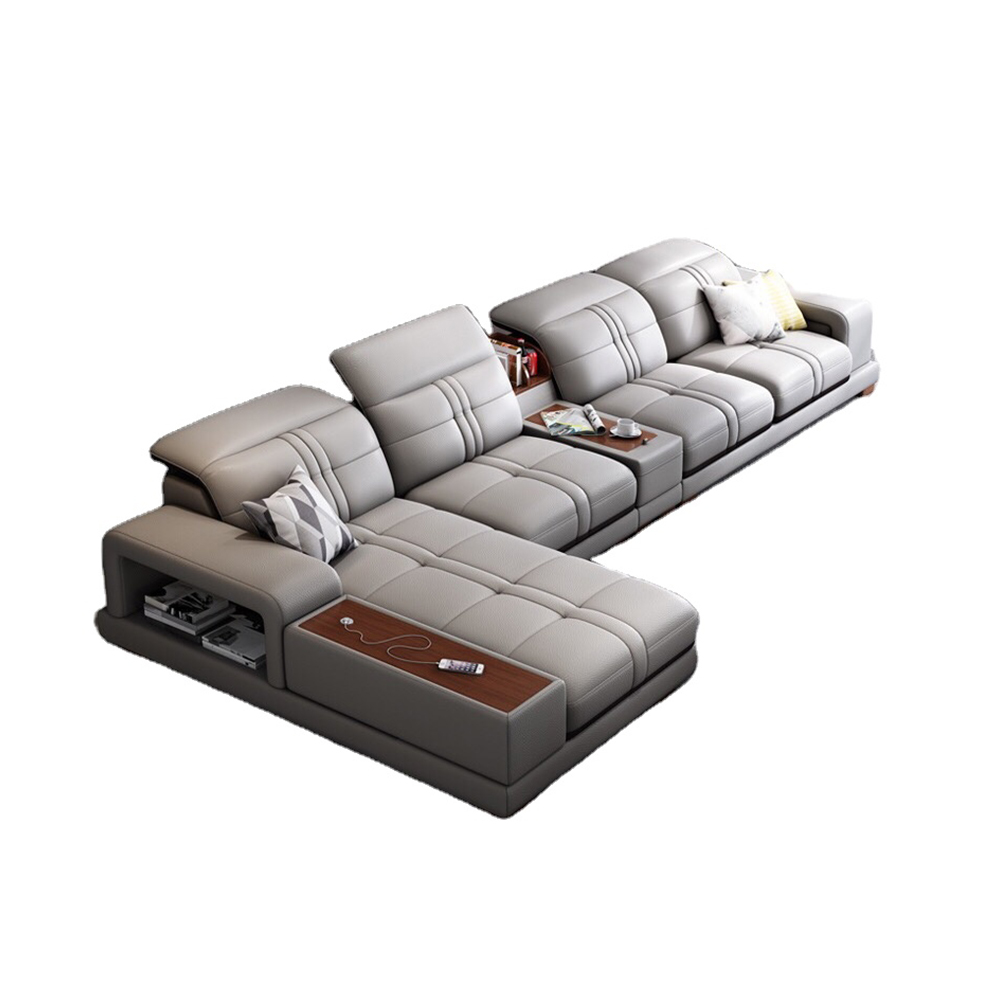 Microfiber Leather U-shape Living Room Sofa Multi-functional Sofa Upholstered Sofa Set