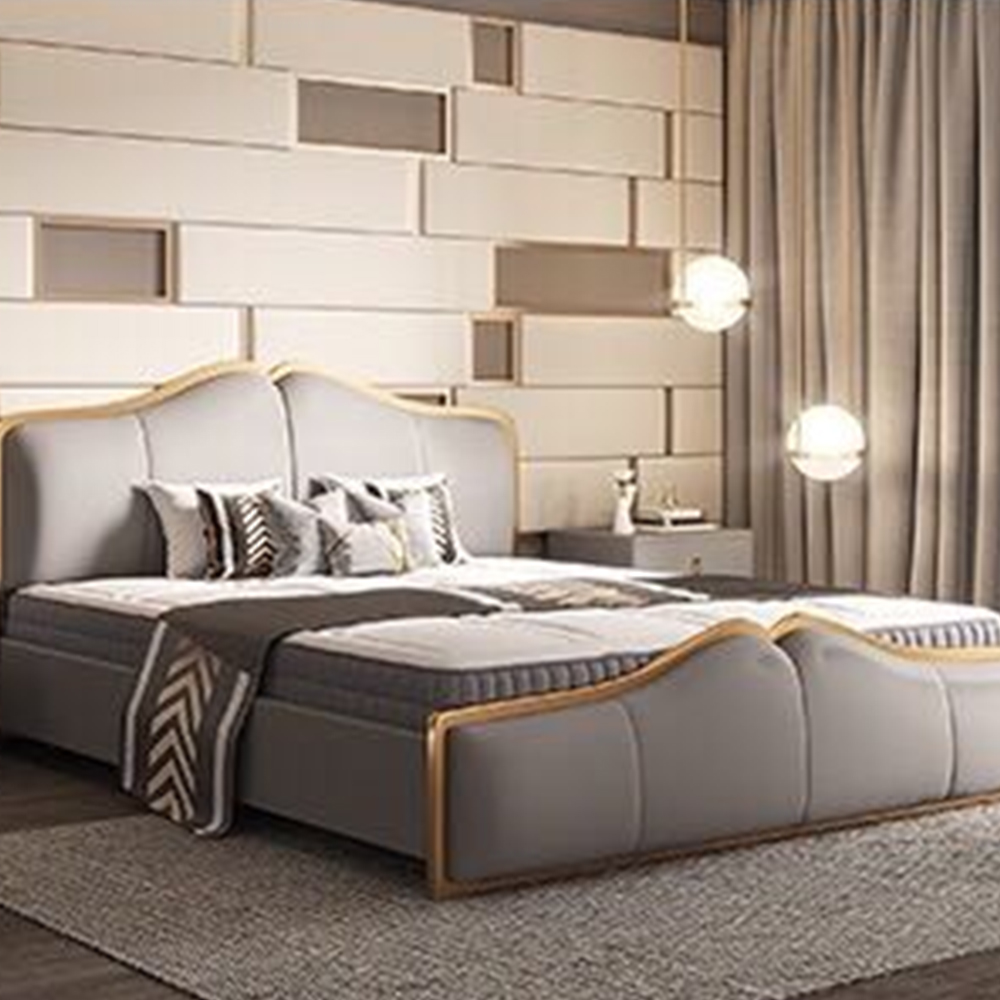Hot Sale Metal Beds Microfiber Leather Wooden Furniture King Queen Size Bed Set for Adult Bedding Set