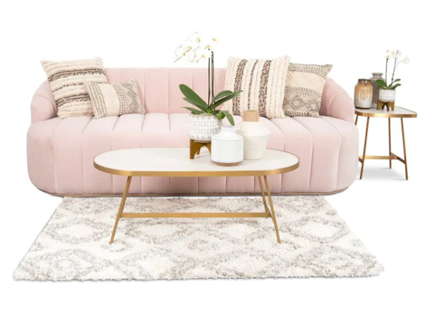 Kelly Flannelette 3-Seater Sofa In Pink/Red/Gray/Black